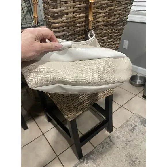 Ann Taylor Loft Bamboo Handle Woven Purse w/natural, Tan Vintage LOFT - Picture 4 of 6